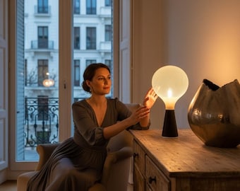 "Moiré" table lamp – Minimalist sideboard lamp | Modern living room lamp | Unique home decor | Sustainably produced | One-of-a-kind piece