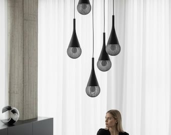 Black Widow Design Lamp – 5-Light Pendant Light, Black Industrial Loft Style, Modern Hanging Lamp | Ideal Light for Your Home | Your Lamp