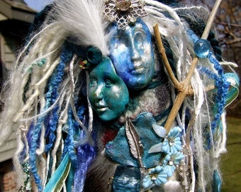 Silver Sisters: Art Doll, Spirit Doll, Faerie, Goddess, Gypsy, Gnome, Archangel, Mixed Media Assemblage, OOAK