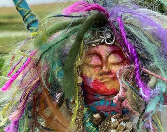 The Laume: Art Doll, Spirit Doll, Faerie, Goddess, Gypsy, Gnome, Nature Sprite, Archangel, Mixed Media Assemblage, OOAK