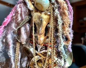 Winter Solstice Goddess: Art Doll, Spirit Doll, Faerie, Goddess, Gypsy, Gnome, Archangel, Mixed Media Assemblage, OOAK