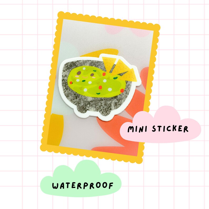 Guacamole and Chips Sticker Mexican Food Laptop Sticker Notebook Sticker Cute Sticker image 1