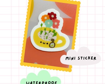 Mini flower and tea sticker |Drink Sticker| Green Tea Sticker| CottageCore Sticker| Laptop Sticker |Notebook Sticker| Cute Sticker