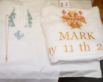 Custom Embroidered Baptismal Towel - Personalized Christening Gi