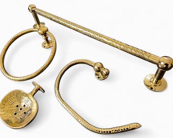 Handmade Brass Bathroom Accessories Set: Elegant Decor