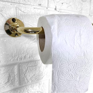 Portarotoli da Bagno in Ottone Antico - Supporto per Carta Igienica a Parete in Ottone Non Laccato,