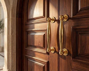Solid Unlacquered Brass Door Pull: 9-Inch Handcrafted Minimalist Entry Hardware (Set of 2)