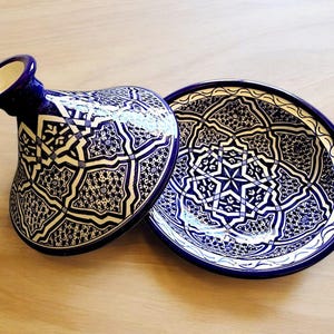 Tajine Moroccan Handmade Ceramic Pot - Artisan Clay Cookware for Traditional Cooking & Serving, Hand-Painted Moroccan Tagine Pottery