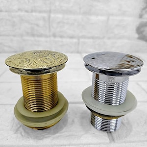 Brass Sink Drain - Vintage Brass or Chrome Finish - Bathroom & Kitchen
