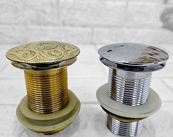 真鍮製シンク排水口 - ヴィンテージ真鍮またはクローム仕上げ - バスルーム＆キッチン