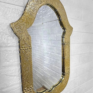 Antiker Messing Wand Spiegel: Vintage Badezimmer & Home Decor