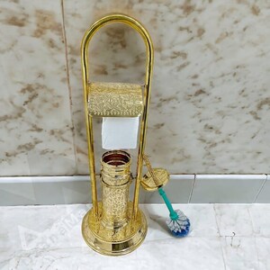 Suporte para papel higiênico de pé, escova de banheiro de latão, suporte para papel higiênico, suporte para papel toalha
