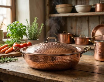 Miedziana patelnia kuta, garnek marokański wyściełany cyną, zestaw naczyń kuchennych na 7. i 22. rocznicę ślubu