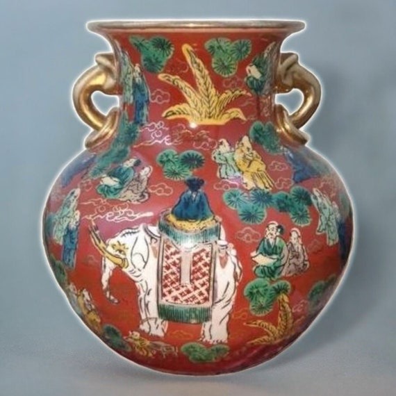 木米師作 九谷アンティーク花瓶 - Etsy 日本