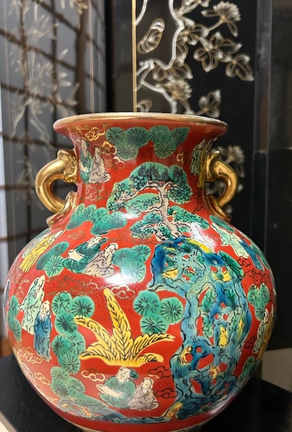 九谷焼 花瓶 木米 双耳花器 インテリア・食器 インテリア インテリア