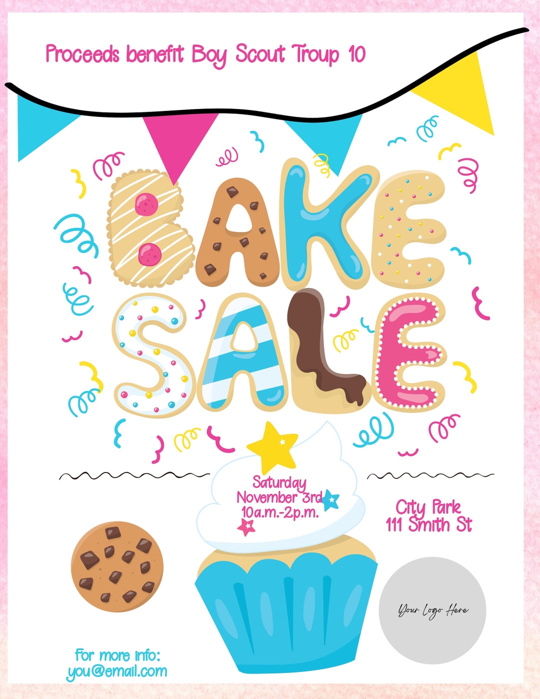Bake Sale Template PTO Fundraiser PTA Church Sports Etsy UK