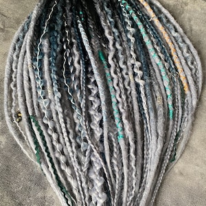 Bohemian Gray Ombre Dreads with Stylish Hair Ornaments