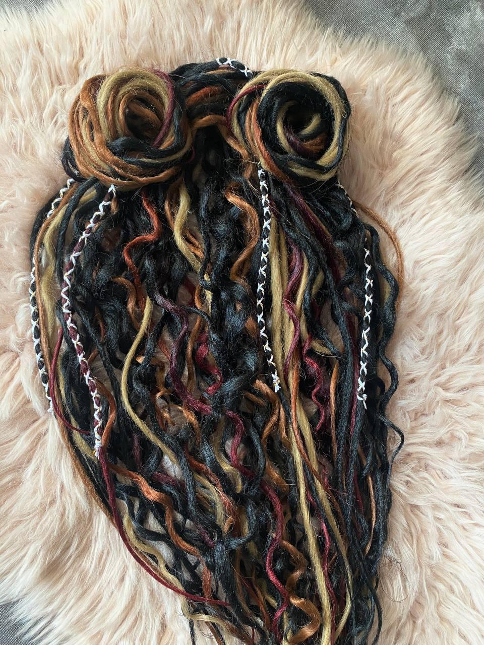 natural knotty double ended brown black dreadlock Brown Dreadlocks Set of Natural Look Fake Dreadlocks  main image 3