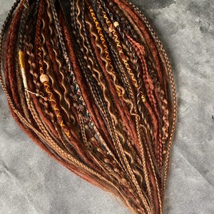 Red & Brown Boho Dreadlocks: Synthetic DE/SE Hair Extensions