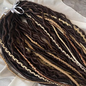 Handcrafted Sleek Dreadlocks with Ombre Effect from Dark Brown to Chestnut - Boho Style