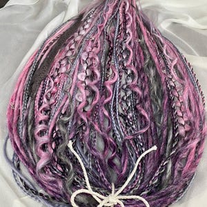 Pink Temptation Ombre Dreadlocks - Smooth Transition from Purple-Pink to Gray-Blue Light 24 inches