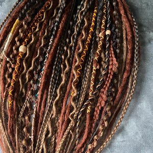 Boho Red & Brown Synthetic Dreadlocks: Double-Ended Hair Extensions
