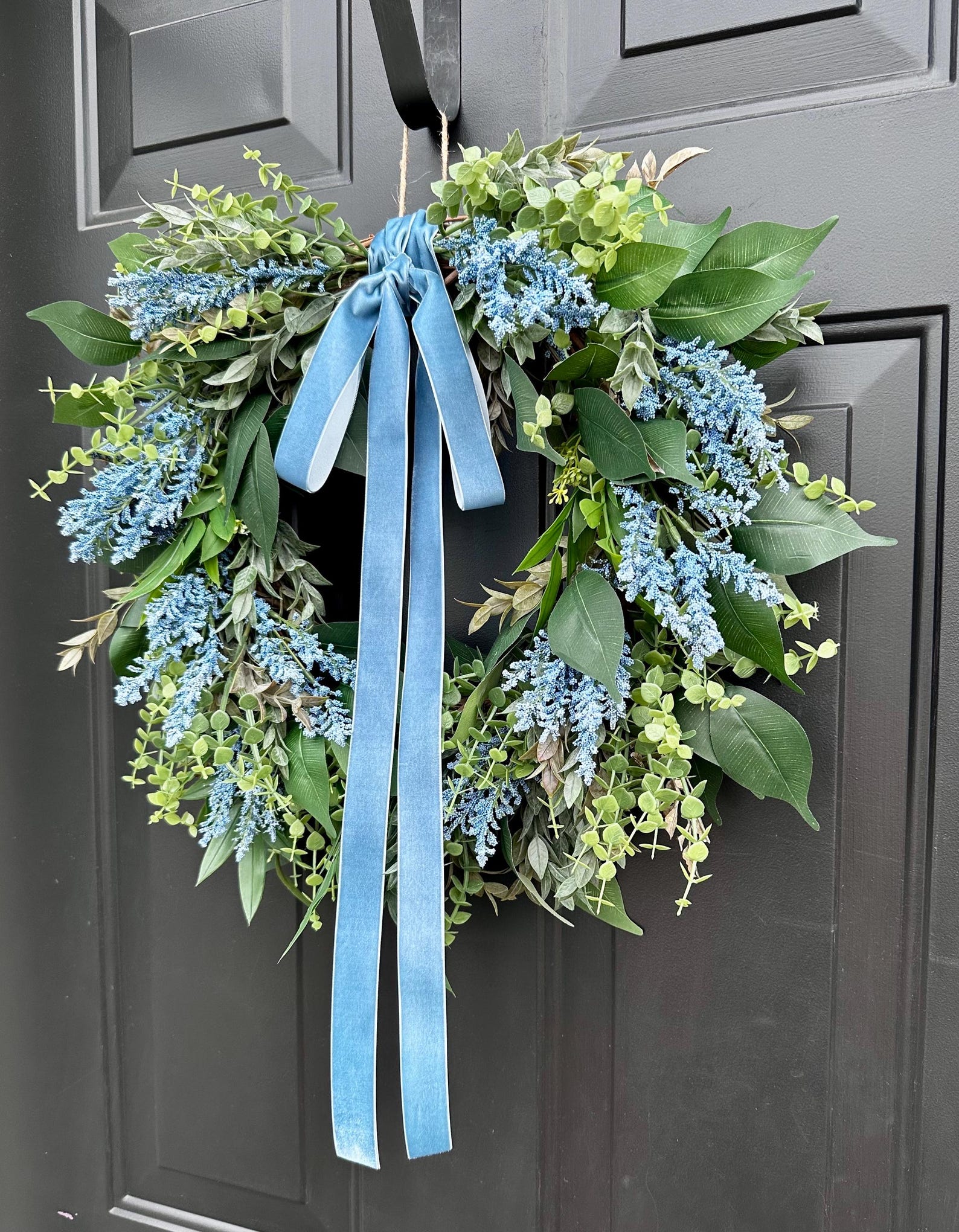 Blue Berry Grapevine Wreath Eucalyptus Greenery Wreath Minimalist ...