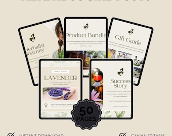 Herbal Template Social Media Posts, Digital PLR Products, Instagram Posts, Herbal Business Marketing Templates, Wellness Coach