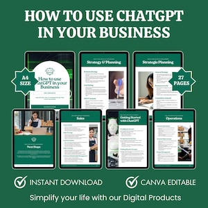How to Use Chatgpt for Business, Prompt Guides, 500 Chat Gpt Prompts for Financial Planning & Marketing Strategy, Plr Canva Template