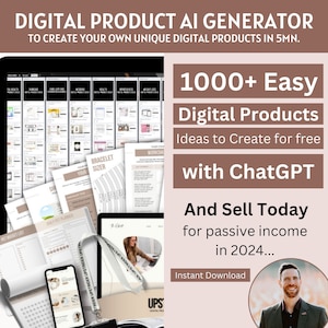 Digitale Produktideen 1000 Plus, Verkaufen auf Etsy, Chatgpt-Aufgaben, Verkaufsleitfaden für digitale Produkte, Geschäftsideen für ein passives Einkommen