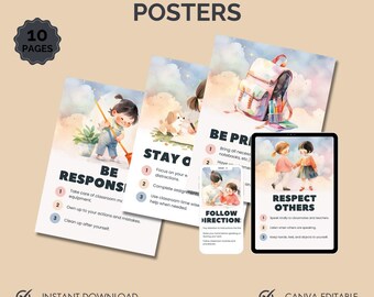 Classroom Behavior Poster Canva Template, Educational Poster, Coping Skills Poster, Kids Behavior Chart, Printable Classroom Posters