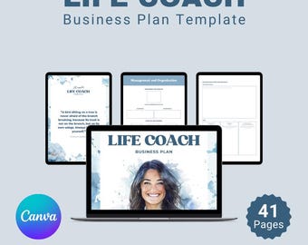 Life Coach Business Planner Canva Template, Goal Setting, Marketing Strategy Success Plan, Client Management Instant Download