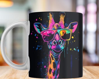 3D Giraffe Mug Wrap, Sublimation Design (Digital Download)