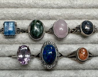Sterling Silver Crystal Adjustable Ring (Natural Crystal) You Select