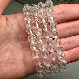 Faceted Clear Quartz 8mm Bracelet (Natural Crystal)