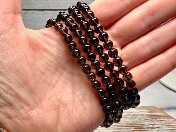 Smoky Quartz Bracelet (6mm) Natural Crystal