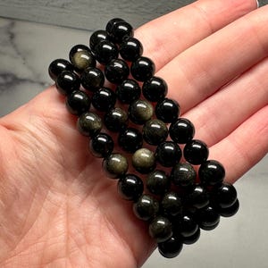 Golden Obsidian (Black Obsidian with Gold Sheen) Bracelet 8mm (Natural Crystal)