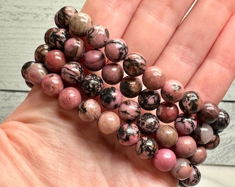 Rhodonite Bracelet 8mm (Natural Crystal)