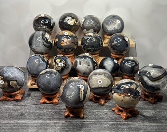 Volcanic Agate Sphere & Stand (Natural Crystal) You Select