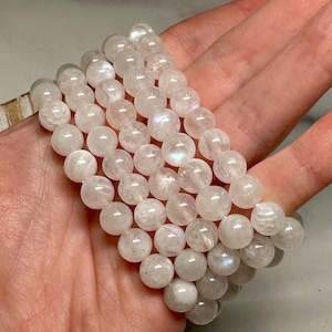Moonstone with Blue Flash Bracelet (8mm) Natural Crystal