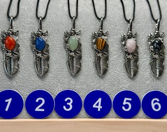 Crystal Feather 24” Pendant Necklace (Natural Crystal) You Select
