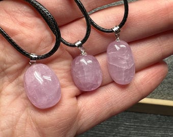 Kunzite 24” Pendant Necklace (Natural Crystal)