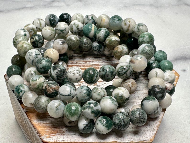 Tree Agate (Moss Agate) Bracelet (8mm) Natural Crystal afbeelding 2