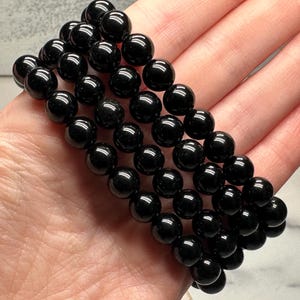 Black Obsidian Bracelet (8mm) Natural Crystal