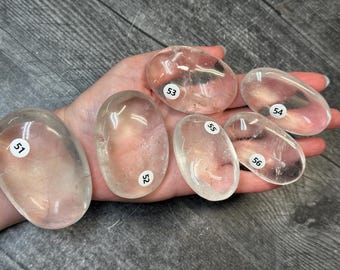 Clear Quartz Palm (Natural Crystal) You Select