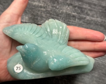 Caribbean Calcite Dove 4.5"H Bird High Detail Carving (Natural Crystal) #75
