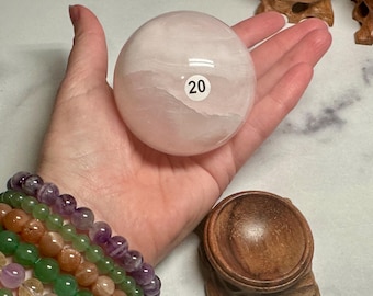 Pink Mangano Calcite UV Sphere and Stand (Natural Crystal) You Select