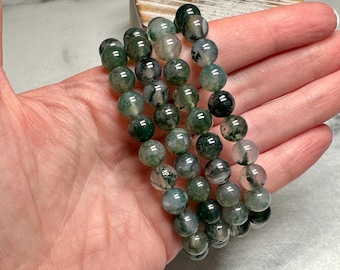 Moss Agate Bracelet High Quality (8mm) Natural Crystal