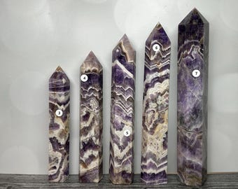 Dream Chevron Amethyst Large Tower 10”H (Natural Crystal) You Select