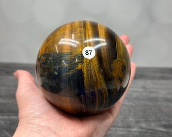 Tiger Eye 86.5mm Sphere (Natural Crystal) #87